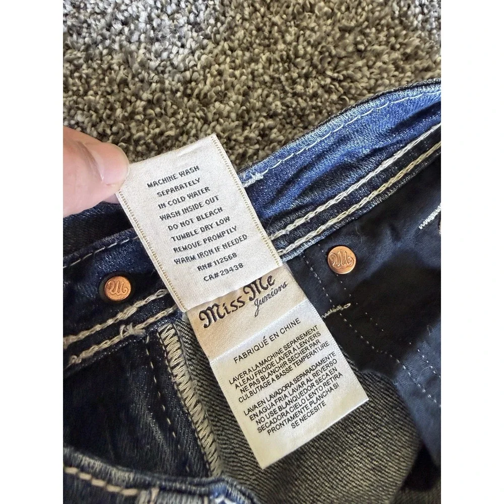 Miss Me Skinny Jeans Blue Bling Embellished Stretch Denim Girls Size 14 25
